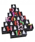 Preview: Adventskalender Tanne schwarz glanz, Karton mit farbigen Zahlen, für 24 Trüffel/Pralinen von ca. 3,5cm